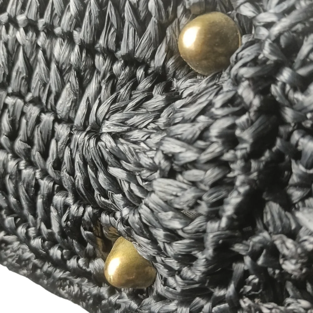 Vintage/Estate Rare Bara Japan Chevron Raffia Top Handle Purse "HOT!" - Picture 12 of 16